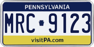 PA license plate MRC9123