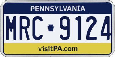 PA license plate MRC9124