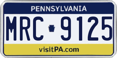 PA license plate MRC9125