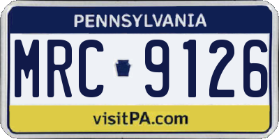 PA license plate MRC9126