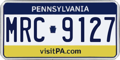 PA license plate MRC9127