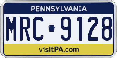 PA license plate MRC9128