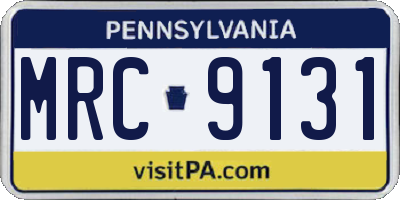 PA license plate MRC9131