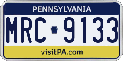 PA license plate MRC9133