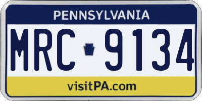 PA license plate MRC9134