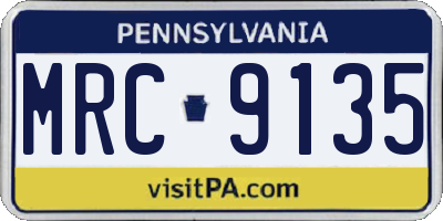 PA license plate MRC9135