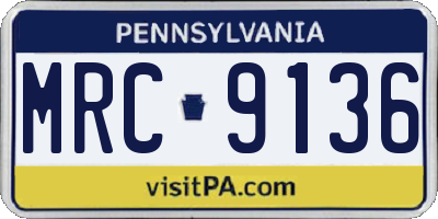 PA license plate MRC9136