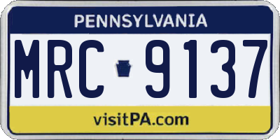 PA license plate MRC9137