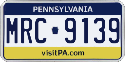 PA license plate MRC9139