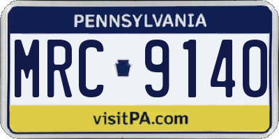 PA license plate MRC9140