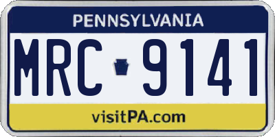 PA license plate MRC9141