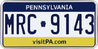 PA license plate MRC9143
