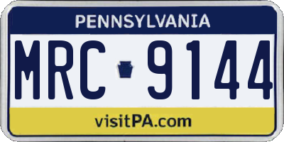 PA license plate MRC9144