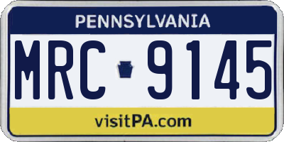 PA license plate MRC9145