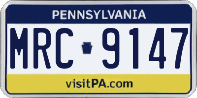 PA license plate MRC9147