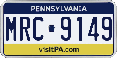 PA license plate MRC9149