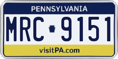PA license plate MRC9151