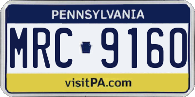 PA license plate MRC9160