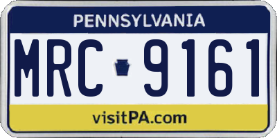 PA license plate MRC9161