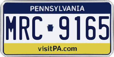 PA license plate MRC9165