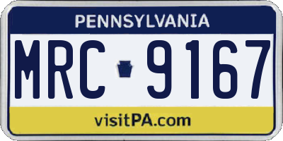 PA license plate MRC9167