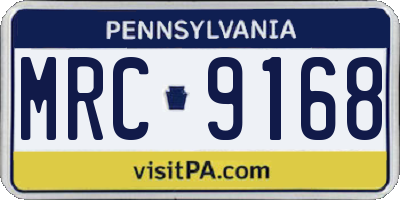 PA license plate MRC9168