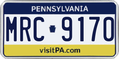 PA license plate MRC9170