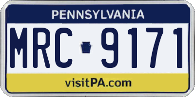 PA license plate MRC9171