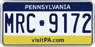 PA license plate MRC9172