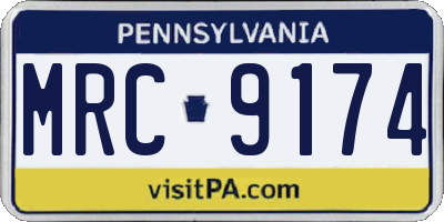 PA license plate MRC9174
