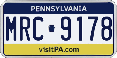 PA license plate MRC9178