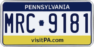 PA license plate MRC9181