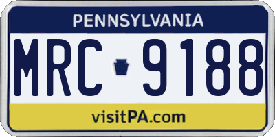 PA license plate MRC9188