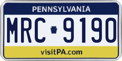 PA license plate MRC9190