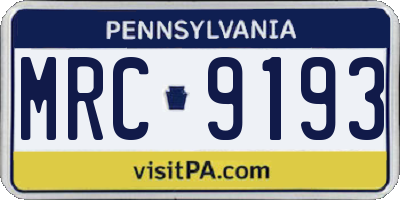 PA license plate MRC9193