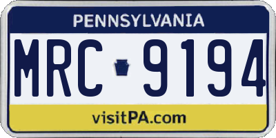 PA license plate MRC9194