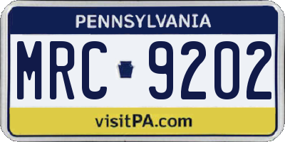 PA license plate MRC9202