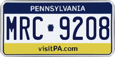 PA license plate MRC9208