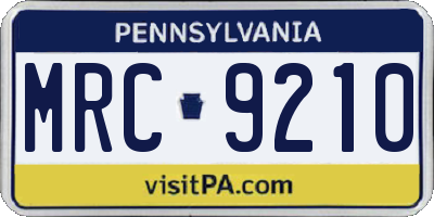 PA license plate MRC9210
