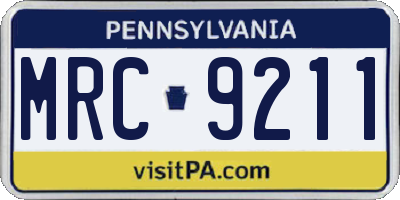 PA license plate MRC9211