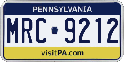 PA license plate MRC9212