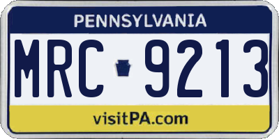 PA license plate MRC9213