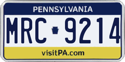 PA license plate MRC9214