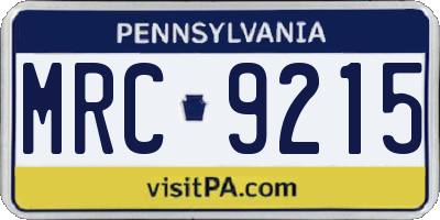 PA license plate MRC9215