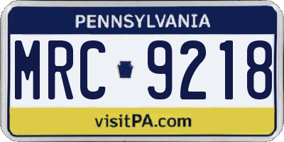 PA license plate MRC9218