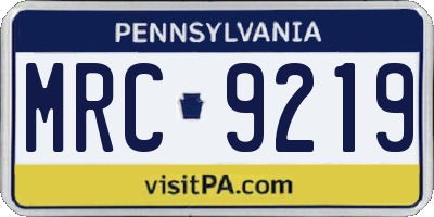 PA license plate MRC9219