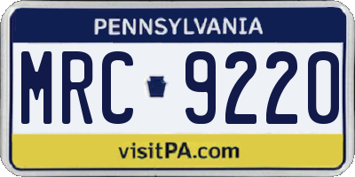 PA license plate MRC9220