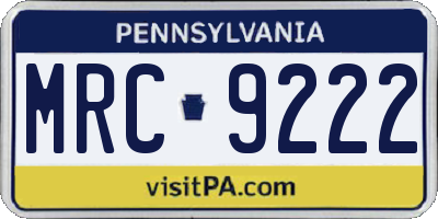 PA license plate MRC9222