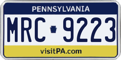 PA license plate MRC9223
