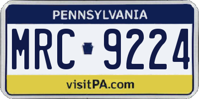 PA license plate MRC9224